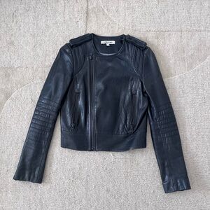Elizabeth and James Lamb Leather Moto Jacket - XS